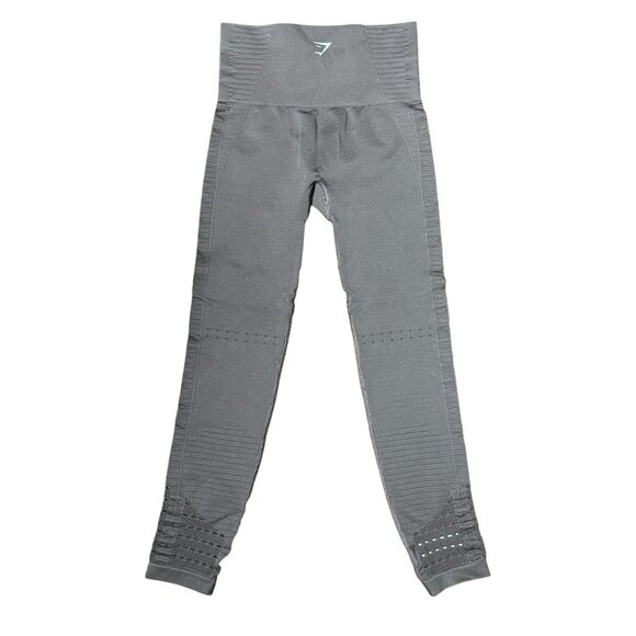 Gymshark Womens XS Light Brown Ribbed Seamless Leggings High waist Tummy Control - Picture 11 of 14